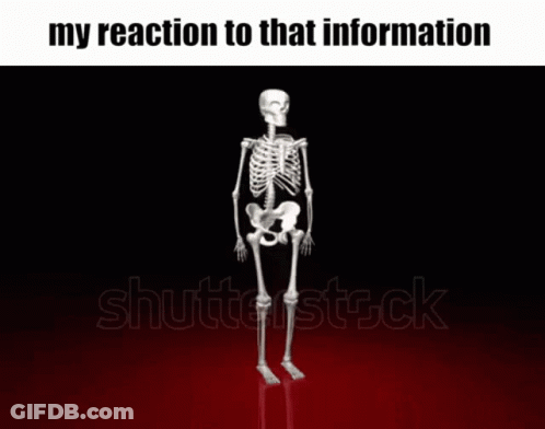 Skeleton Laying On Red Surface With Bones Falling From Sky GIF