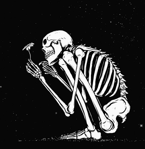 Skeleton Lonely With Flower GIF