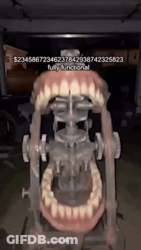 Skeleton Machine With Mouth Open Saying Fully Functional GIF