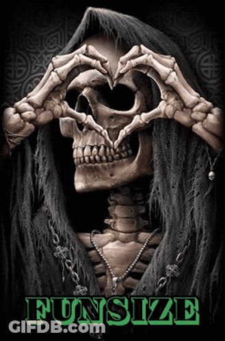 Skeleton Making Heart Shape Funsize GIF