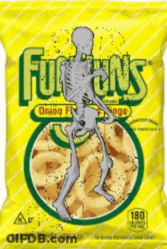 Skeleton On Onion Ring Bag GIF