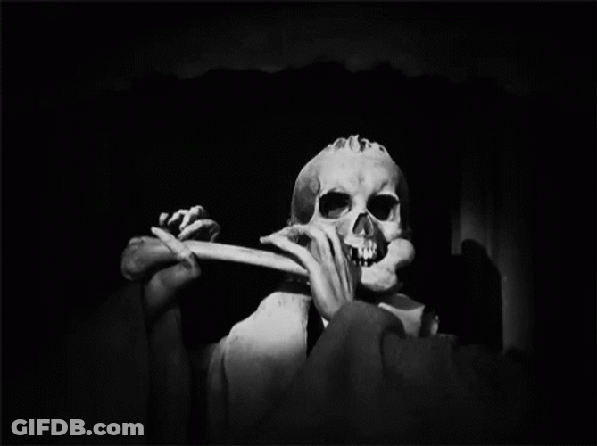 Skeleton Playing Bone Flute GIF