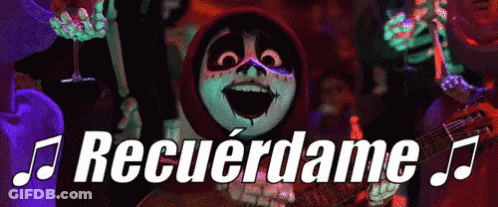 Skeleton Playing Guitar Recuerdame GIF
