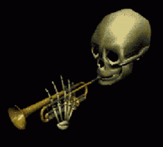 Skeleton Playing Trumpet GIF