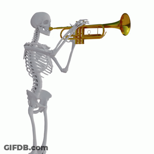 Skeleton Playing Trumpet GIF