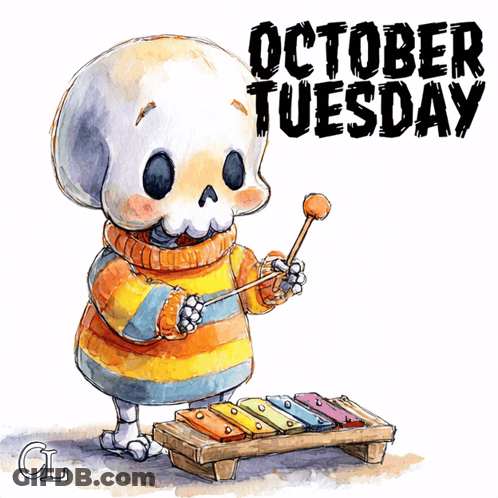 Skeleton Playing Xylophone October Tuesday GIF