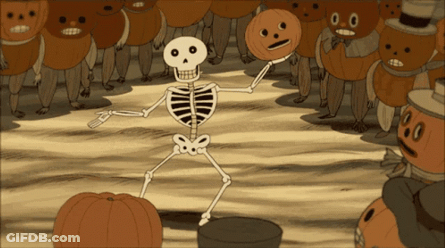 Skeleton Pumpkin Dance Gone Wrong GIF
