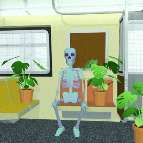 Skeleton Riding A Train GIF