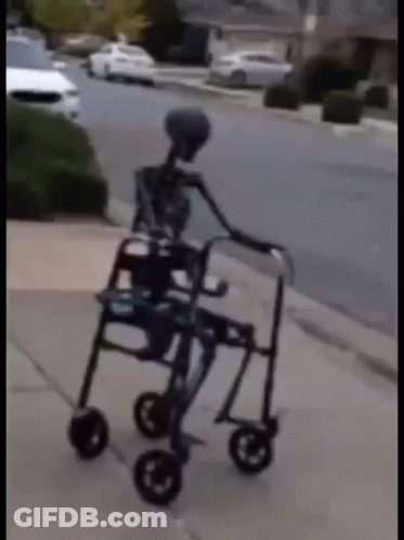 Skeleton Riding Walker GIF