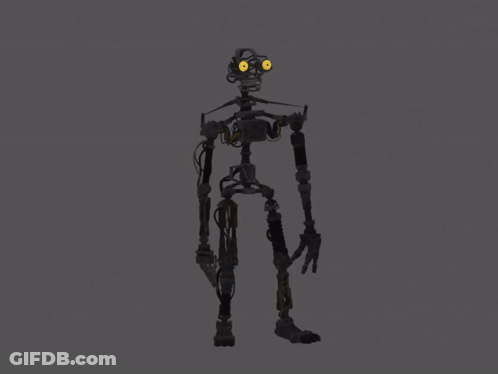 Skeleton Robot With Yellow Eyes GIF