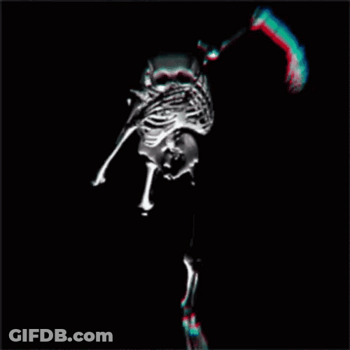 Skeleton Running Away From Darkness GIF