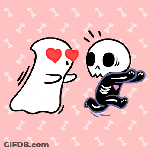 Skeleton Running Chased By Ghost GIF