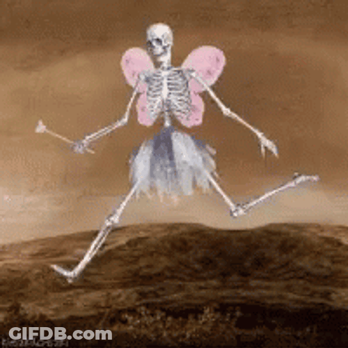 Skeleton Running Fairy With Wand GIF