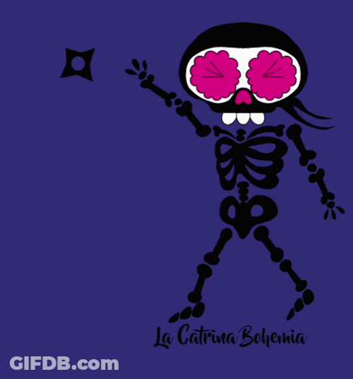 Skeleton Running La Catrina Bohemia GIF