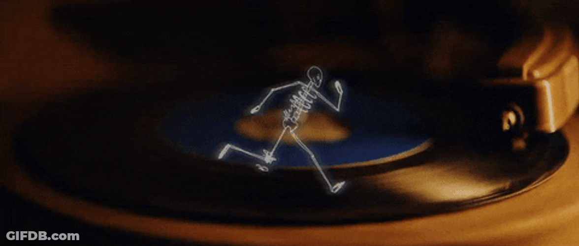 Skeleton Running On Platinum Disc GIF
