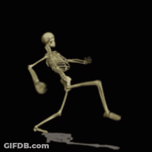 Skeleton Running Sticky Foot GIF
