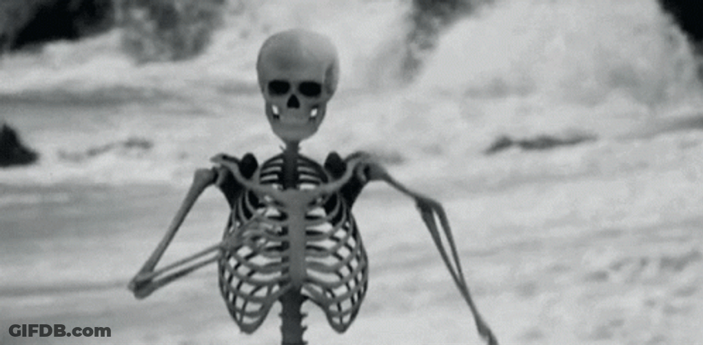 Skeleton Running Stumbled Down Seashore GIF