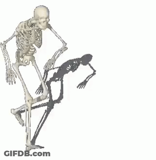 Skeleton Running Wild In Corner GIF