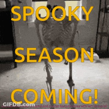 Skeleton Saying Spooky Season Coming GIF