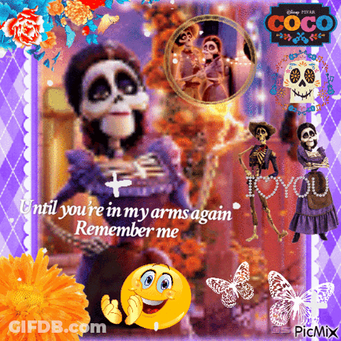 Skeleton Saying Until You're In My Arms Again Remember Me GIF