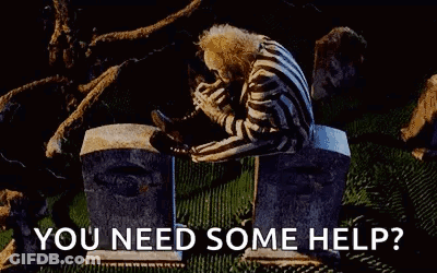 Skeleton Sitting On Bench In Cemetery Saying You Need Some Help GIF