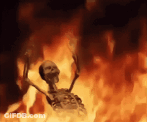 Skeleton Standing By Fire Saying Good Morning GIF