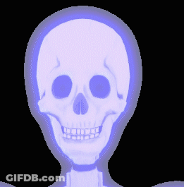 Skeleton Standing By NM Sign GIF