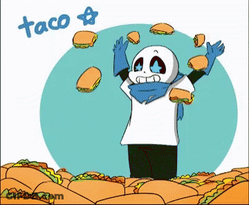 Skeleton Surrounded By Tacos Saying Taco GIF
