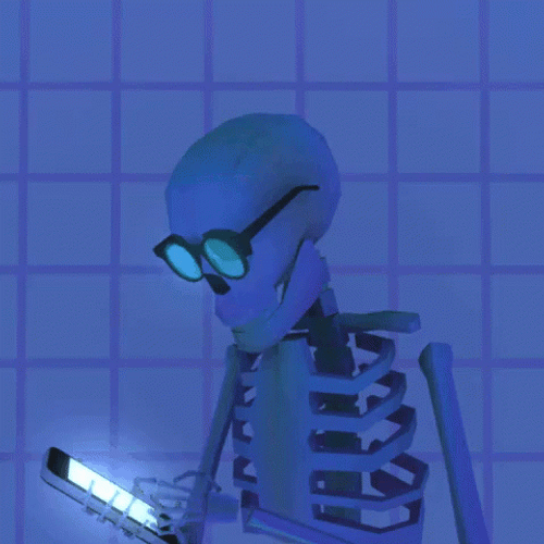 Skeleton Swiping Phone GIF