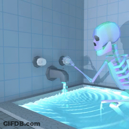 Skeleton Taking Bath In Bathtub GIF