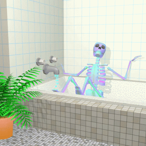 Skeleton Taking Bath GIF