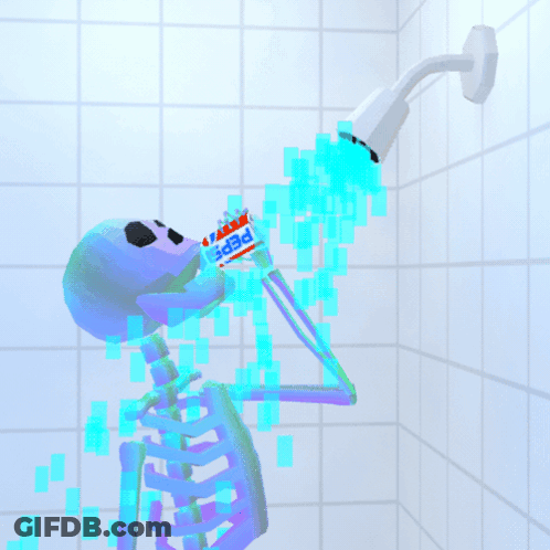 Skeleton Taking Shower With Pepsi GIF