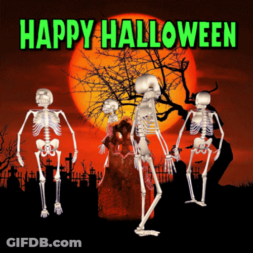 Skeleton Trick Or Treat Graveyard Meme GIF