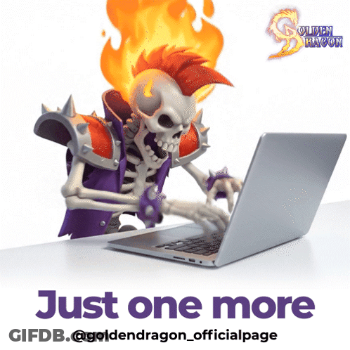 Skeleton Using Laptop Just One More GIF