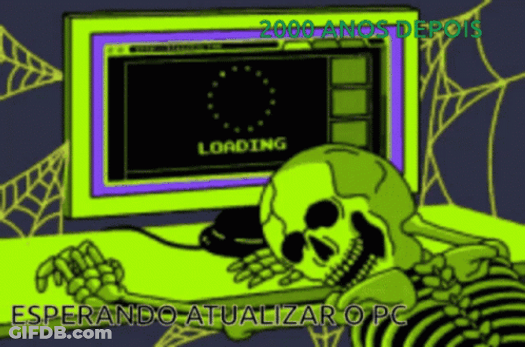 Skeleton Waiting & Fall Asleep GIF