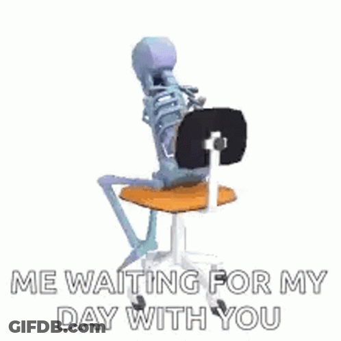 Skeleton Waiting In Office Chair With You GIF