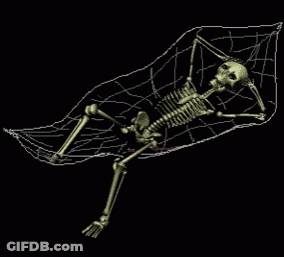 Skeleton Waiting On A Hammock GIF
