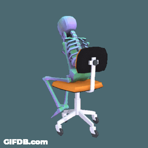 Skeleton Waiting On Office Chair GIF