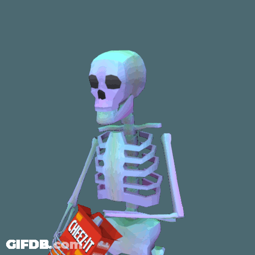 Skeleton Waiting While Eating Chips GIF