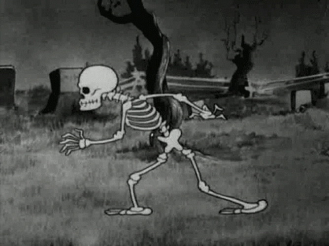 Skeleton Walking Backwards Dark Aesthetic GIF