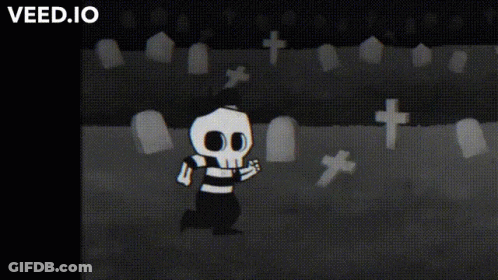 Skeleton Walking Through Cemetery Veed.io GIF