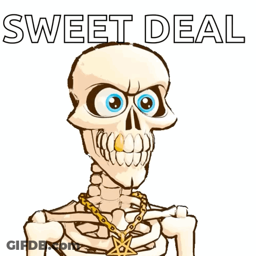 Skeleton Wearing Gold Chain With Star Sweet Deal GIF