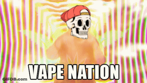 Skeleton Wearing Hat Vape Nation GIF