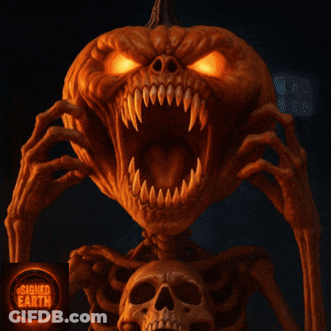 Skeleton With Flames Signed Earth GIF