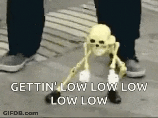 Skeleton With Gloves And Shoes Get Low GIF