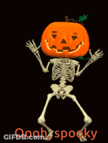Skeleton With Pumpkin Head Oooh Spooky GIF