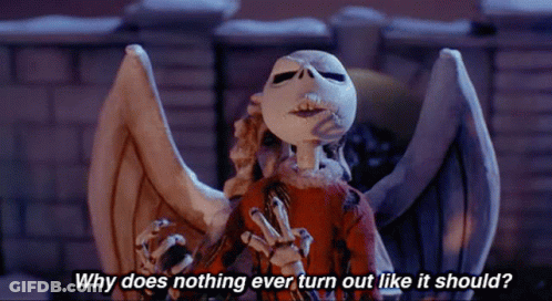 Skeleton With Wings Saying Why Does Nothing Ever Turn Out Like It Should GIF