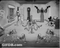 Skeletons Dancing In Living Room GIF