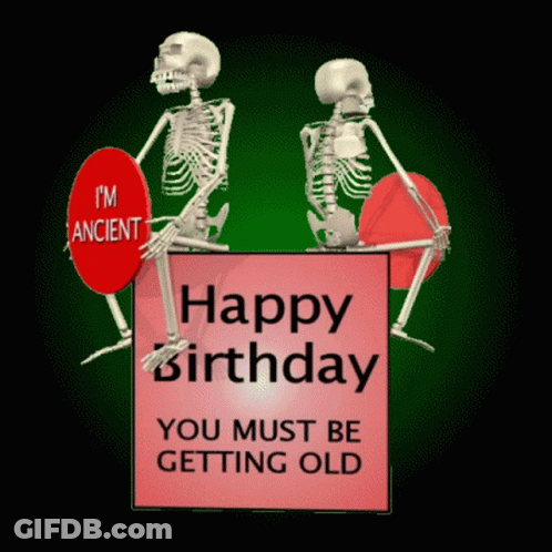 Skeletons Holding Birthday Signs GIF