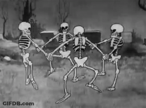 Skeletons Holding Hands Dancing In A Circle GIF